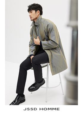 JSSD HOMME 春秋季新款男士风衣商务通勤翻领中长款风衣外套男款
