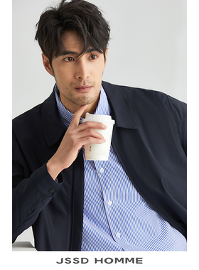 JSSD HOMME 杜邦面料男装春秋款休闲翻领夹克男士行政商务外套男