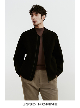 JSSD HOMME 冬季男款澳毛插肩棒球领双面呢外套羊毛夹克 JJA204