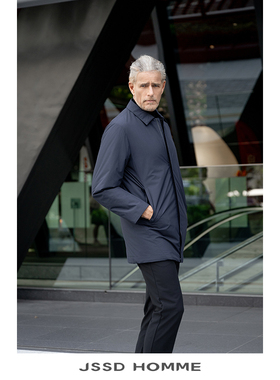 JSSD HOMME 秋冬棉服外套男款新款翻领中长款金标P棉服男款棉衣男