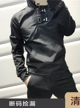 细节很重要 工艺很繁琐 秋冬厚加绒连帽拼料夹克卫衣外套男 C0942