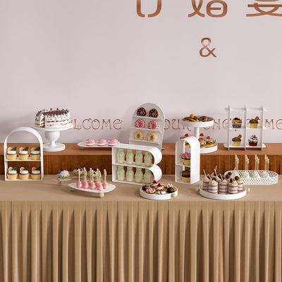 婚庆甜品台摆件展示架简约蛋糕托盘甜品摆台冷餐茶歇下午茶点心架