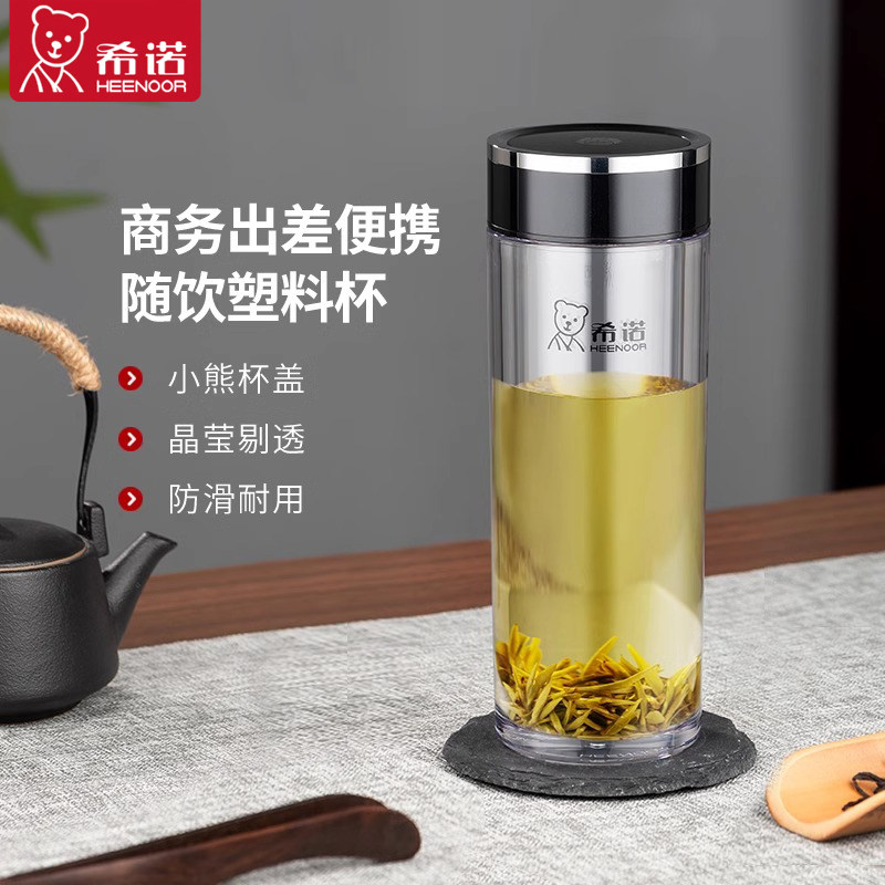 希诺塑料杯男士运动随手杯便携家用泡茶水杯夏日户外耐摔饮水杯子