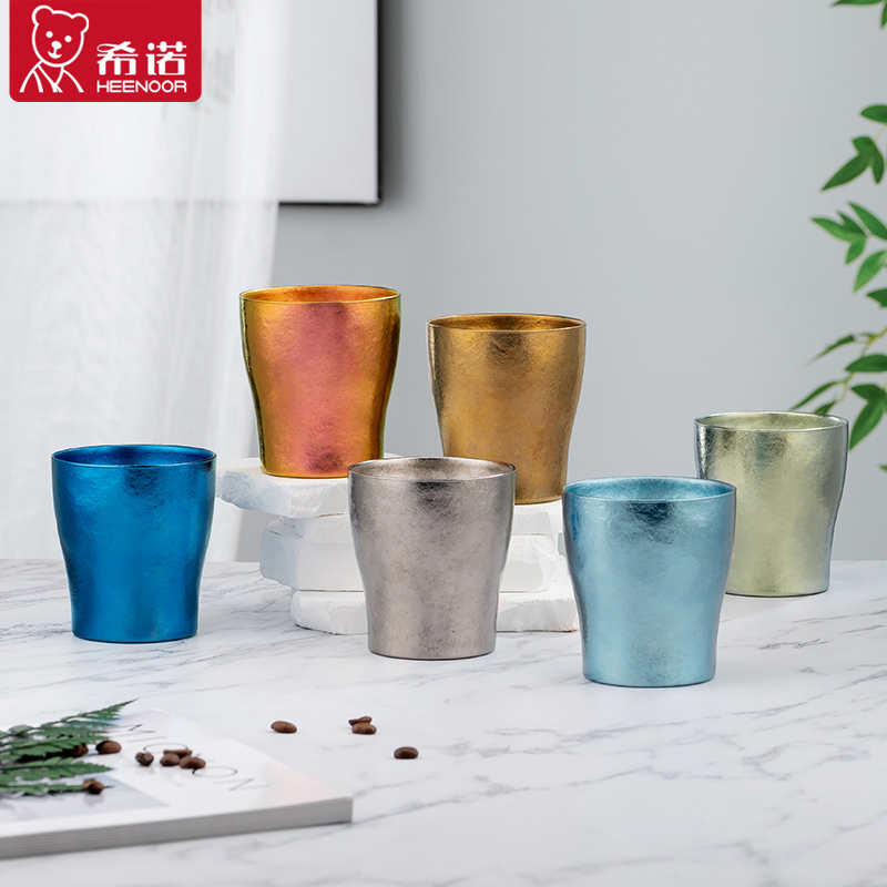 希诺官方正品水杯纯钛敞口泡茶杯