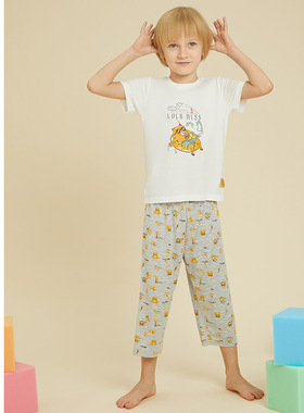 SCHIESSER舒雅童装莫代尔印花男童睡衣家居服套装20860H