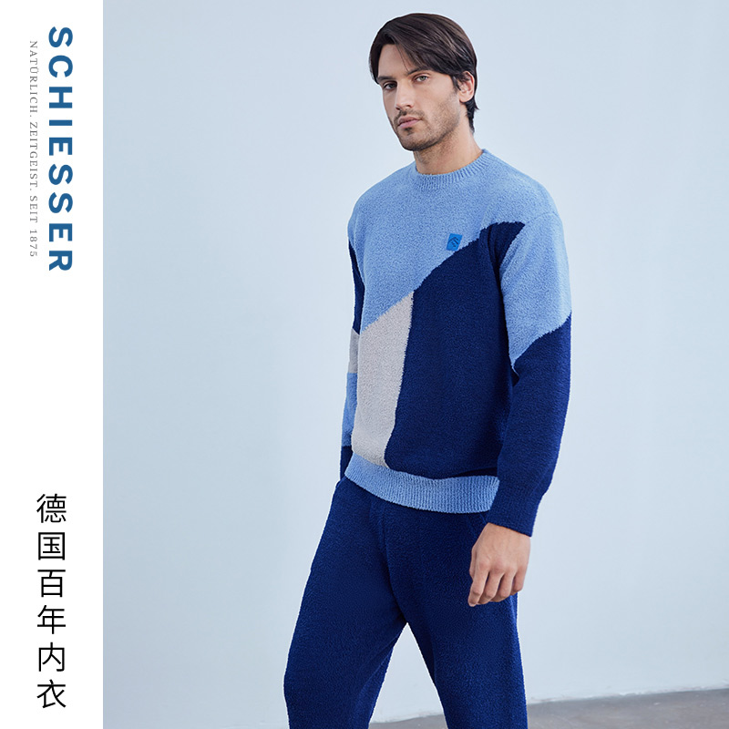 舒雅男士半边绒家居服套装