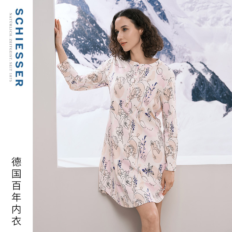 舒雅纯棉秋季家居睡裙