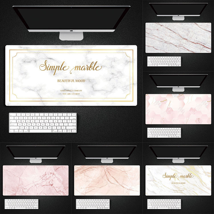 新款简约大理石鼠标垫超大精密锁边电脑键盘书桌游戏电竞防滑桌垫