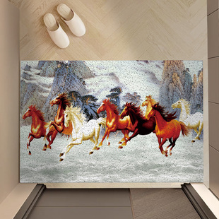 马地垫家用入户门垫丝圈地垫可裁剪防滑耐磨门口防滑浴室垫骏马图