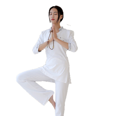 尤佳白色高弹锦纶健身跑步瑜伽服