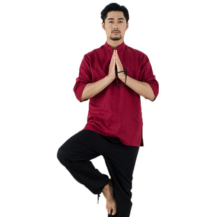 尤佳瑜伽服套装春夏男士棉麻瑜珈服男禅修服男居士服打坐汉服
