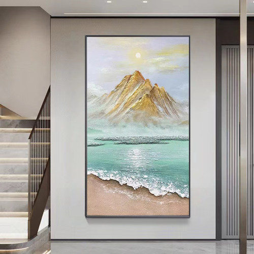手绘客厅玄关装饰画抽象肌理油画