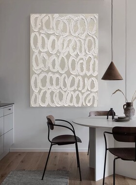 YE手绘肌理油画简约白色民宿涂鸦极简玄关抽象侘寂风客厅无框挂画