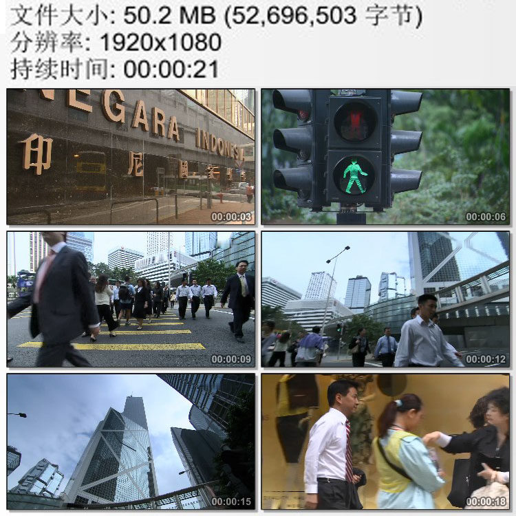 香港街头人群 红绿灯斑马线 过马路的人们 实拍视频素材