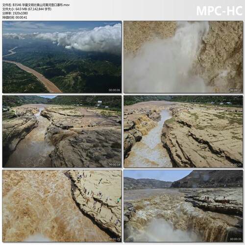 华夏文明壮美山河黄河壶口瀑布 高清短视频背景剪辑素材