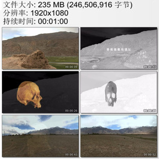 新疆塔什库尔干石头城 墓地 头骨 丧葬文化 高清实拍视频素材