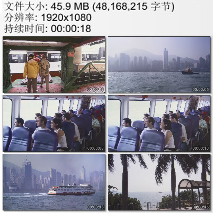 香港游轮 轮船在大海上行驶 游轮上的游客 实拍动态视频素材