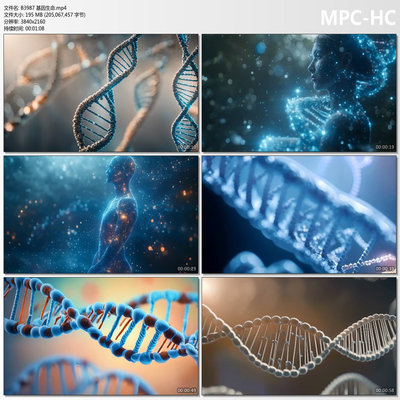 DNA动画人体基因生命工程生命科学人体粒子科学技术AIGC视频素材