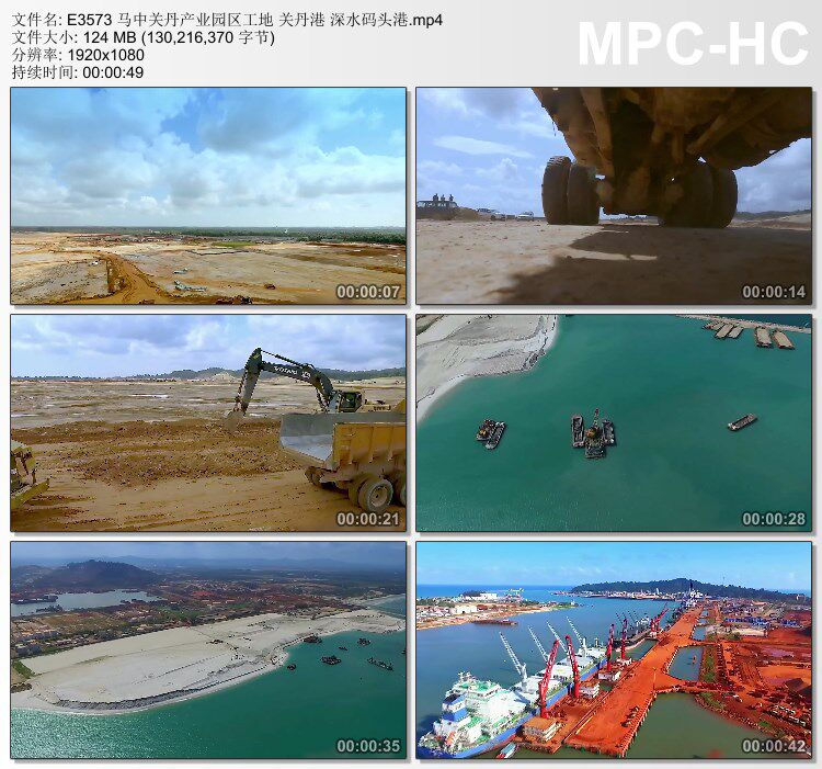 马中关丹产业园区工地关丹港深水码头港 高清实拍视频素材