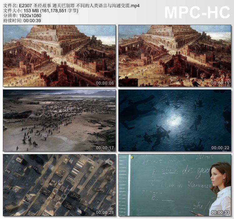 圣经通天巴别塔 不同的人类语言与沟通交流 实拍视频素材