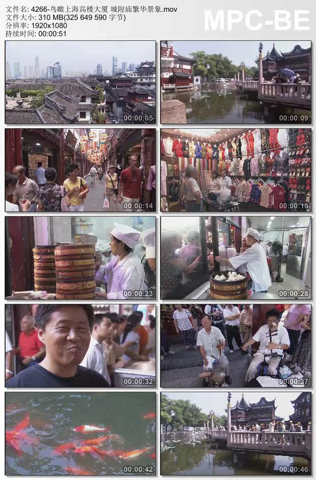 鸟瞰上海高楼大厦城隍庙繁华景象实拍 高清实拍视频素材