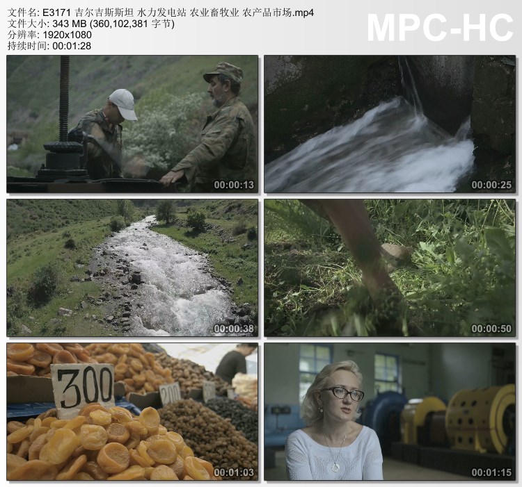 吉尔吉斯斯坦水力发电站农业畜牧业农产品市场 高清实拍视频素材