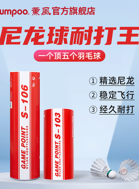 薰风尼龙球6只装家庭娱乐羽球耐打不易变形训练球塑料球熏风S-106