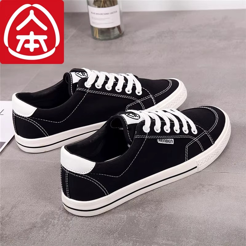 人本2025新款韩版百搭休闲帆布鞋