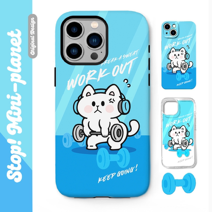 别动小行星健身猫原创iPhone16手机壳13promax14亚克力防摔个性潮可爱适用苹果15xs华为mate60pro小米vivo