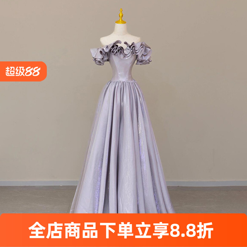 一字肩晚礼服轻奢高级感气质