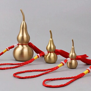 铜葫芦五帝钱门对门开盖朱砂真品纯铜摆件家大门吉祥结铜钱串挂件
