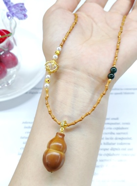 橄榄核竹节葫芦项链橄榄核橄榄核竹节珍珠翡翠