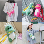 毛绒包包女2022新款 卡通儿童包萌少女玩偶小挎包可爱恐龙斜挎包潮
