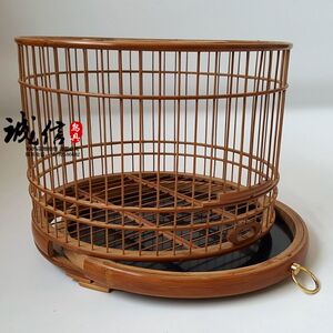 包邮抛光红子笼靛颏鸟笼竹子圆笼抽屉笼贝子紫竹碳化鸟具配件