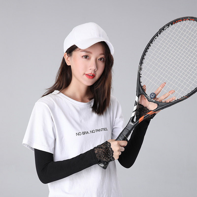 夏季防晒蕾丝假袖子纯棉新款半指手臂袖套女开车加长骑车户外手套