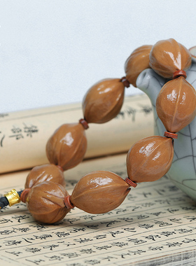 梅林老树铁核素珠手串原生态橄榄核原皮素串核雕文玩男女盘玩把件