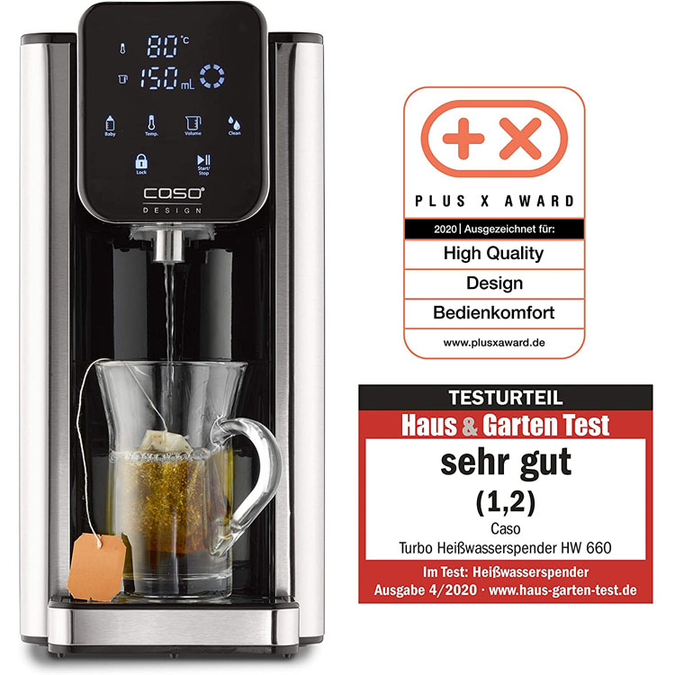 100%德国代购进口Caso HW660 40-100°C温控即热式电热水壶2.7L