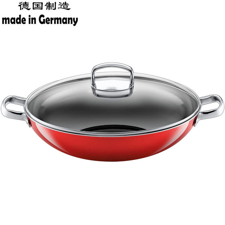 100%德国原装进口Silit玻璃盖18/10不锈钢搪瓷不粘节能炒锅36cm