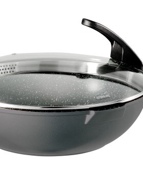 100%德国代购进口STONELINE® FUTURE Wok带锅盖不粘中华炒锅32cm