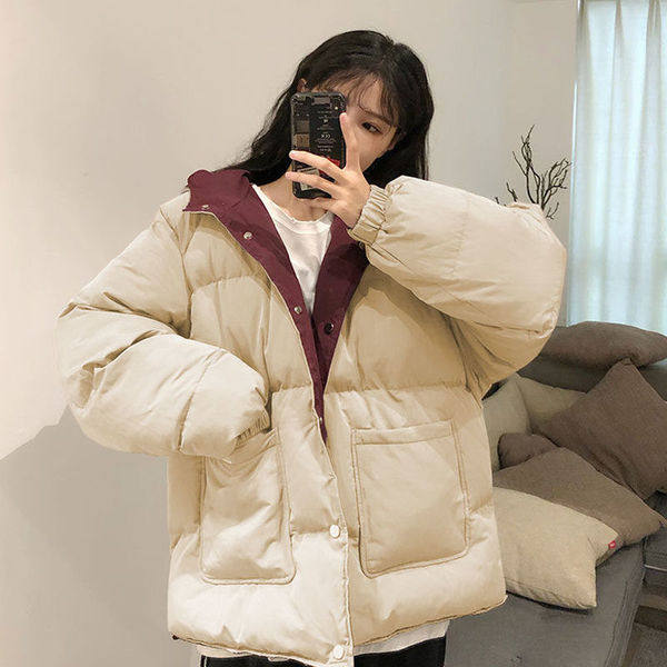 两面穿羽绒棉服少女棉袄2025年新款冬季初中高中学生短款棉衣外套