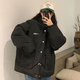 两面穿羽绒服女学生可爱黑外套洋气短款小个子棉服2025年新款连帽