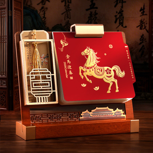 古典中国风台历定制2026年新款原创笔筒流苏镂空日历马年木质创意高端办公室仿实木桌面摆件月历记事台历订制