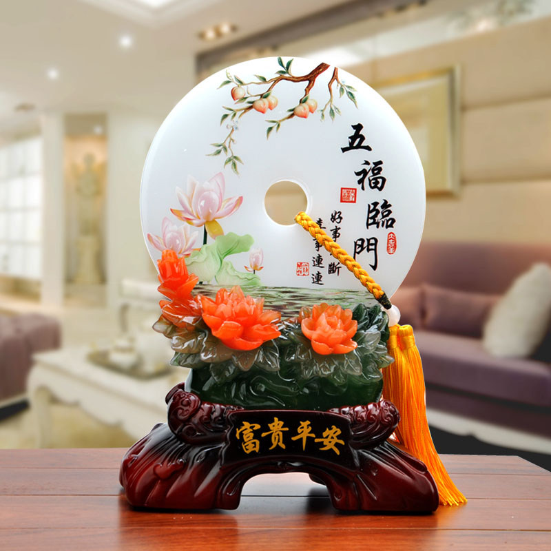 新中式平安扣新房子客厅电视柜酒柜家居装饰品入户门口摆件工艺品