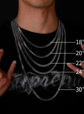 欧美嘻哈35MM六面磨不锈钢古巴链