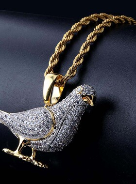 欧美爆款个性鸽子嘻哈男士吊坠饰