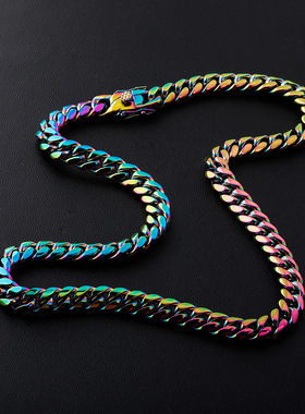 潮流新款淬火彩色古巴链嘻哈男士