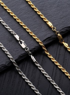 925银嘻哈潮品麻花链男女同款饰