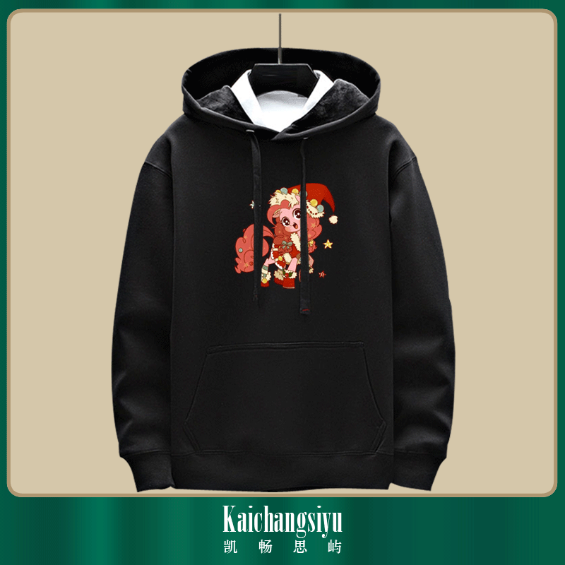 小马宝莉联名款潮流卡通印花宽松男女秋冬定制休闲带帽卫衣套头衫