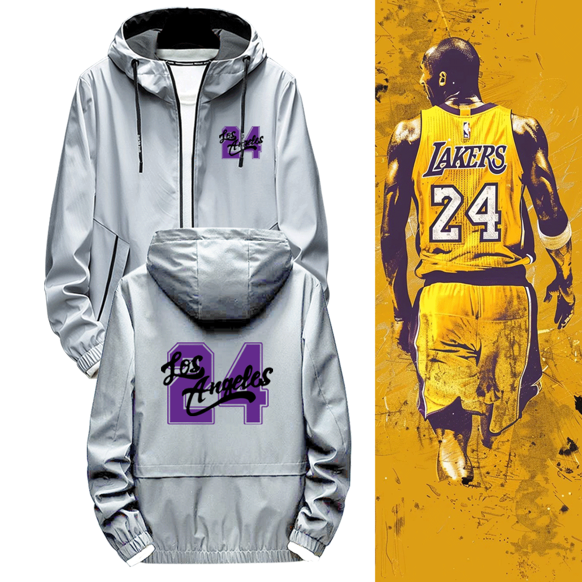 纪念黑曼巴科比篮球运动保暖湖人队Kobe24号8号开衫定制休闲夹克