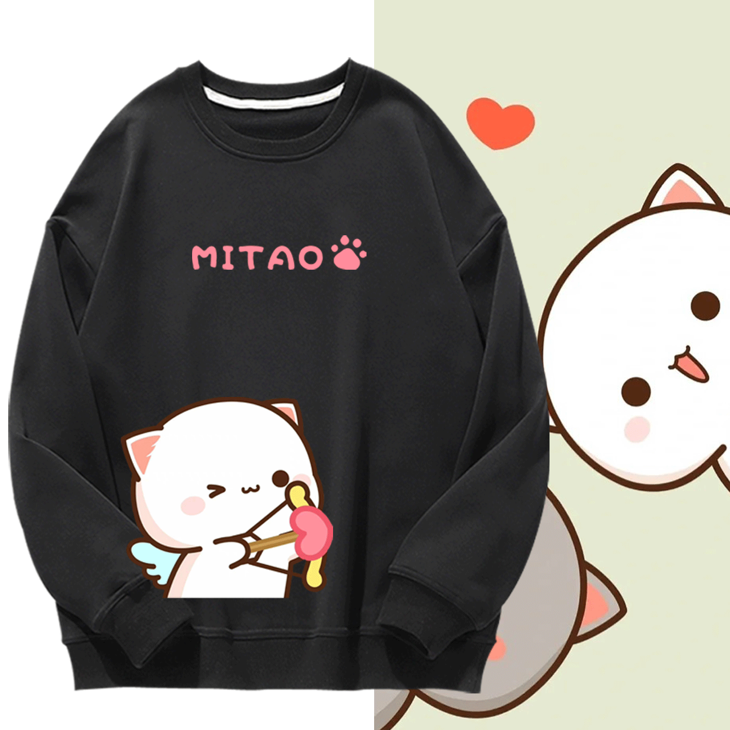 男女情侣秋冬季可定制套头衫打底圆领卫衣蜜桃猫卡通可爱周边动画